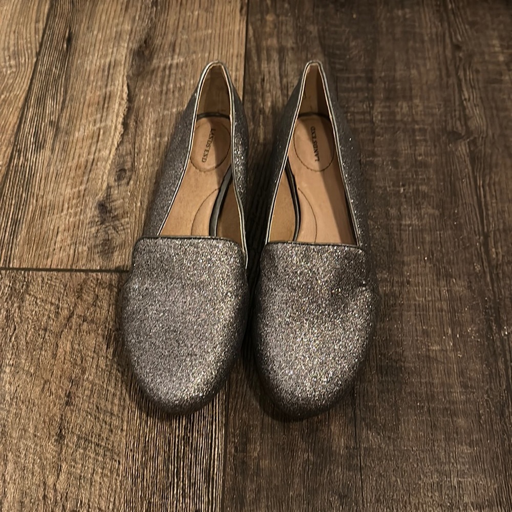 New Lands End Gray Glitter Flats Size 6.5